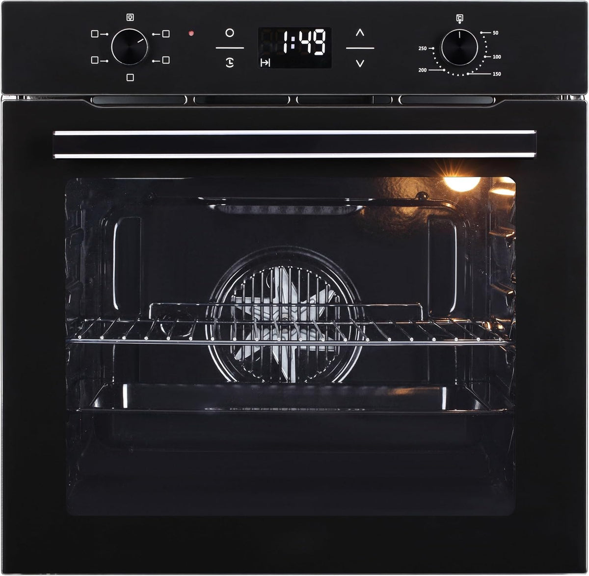K&H Backofen, 60 cm, 75 l, 75 L, Schwarz, Einbau-, Autark, LED Display, Energieeffizienzklasse A, Wärmeschutzverglasung