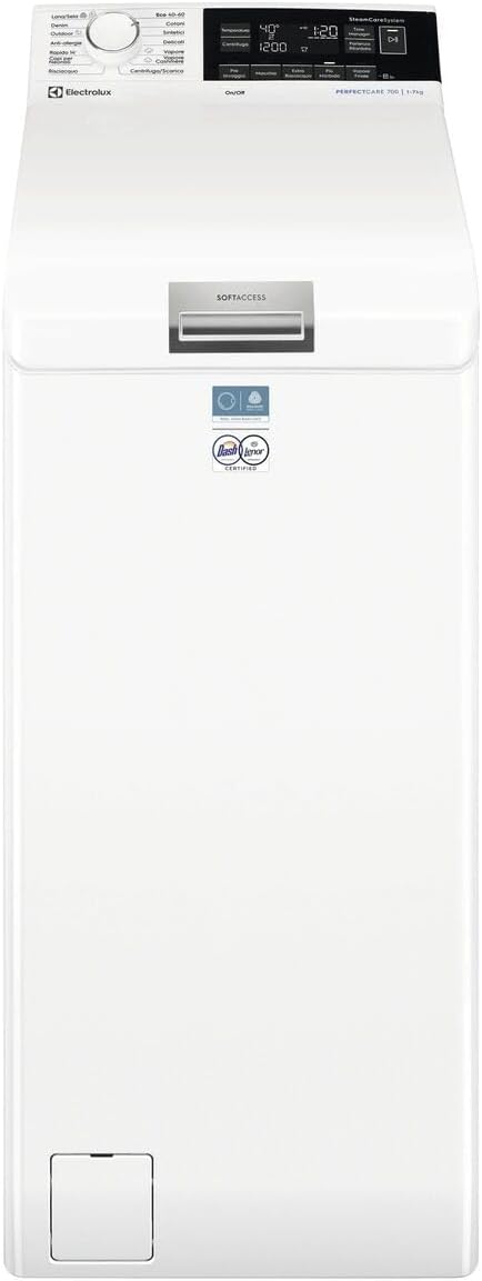 Electrolux Waschmaschine, 890 mm, 7 kg, Weiß, 700 mit Toplader, EW7T337A, Klasse A, SteamCare-Technologie und SensiCare-Technologie