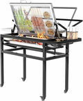 JIADUOFU Holzkohlegrill, Braun, BBQ- mit untergestell, quadratischer Outdoor-Grill (zerlegbar & tragbar), für Camping