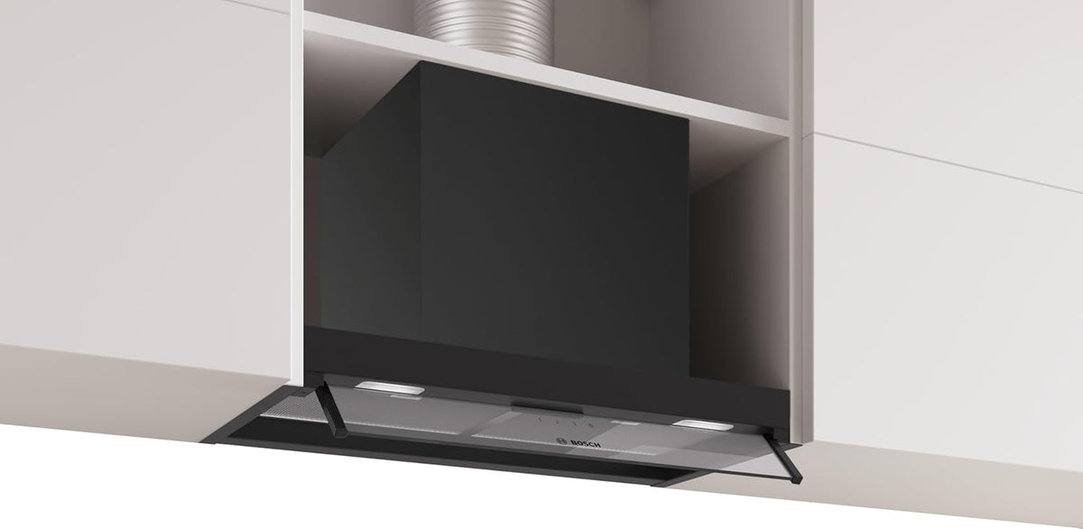 Serie Dunstabzugshaube, 60 cm, Transparent, Integrierte Designhaube, Klarglas, Mattschwarz, DBB65CC60