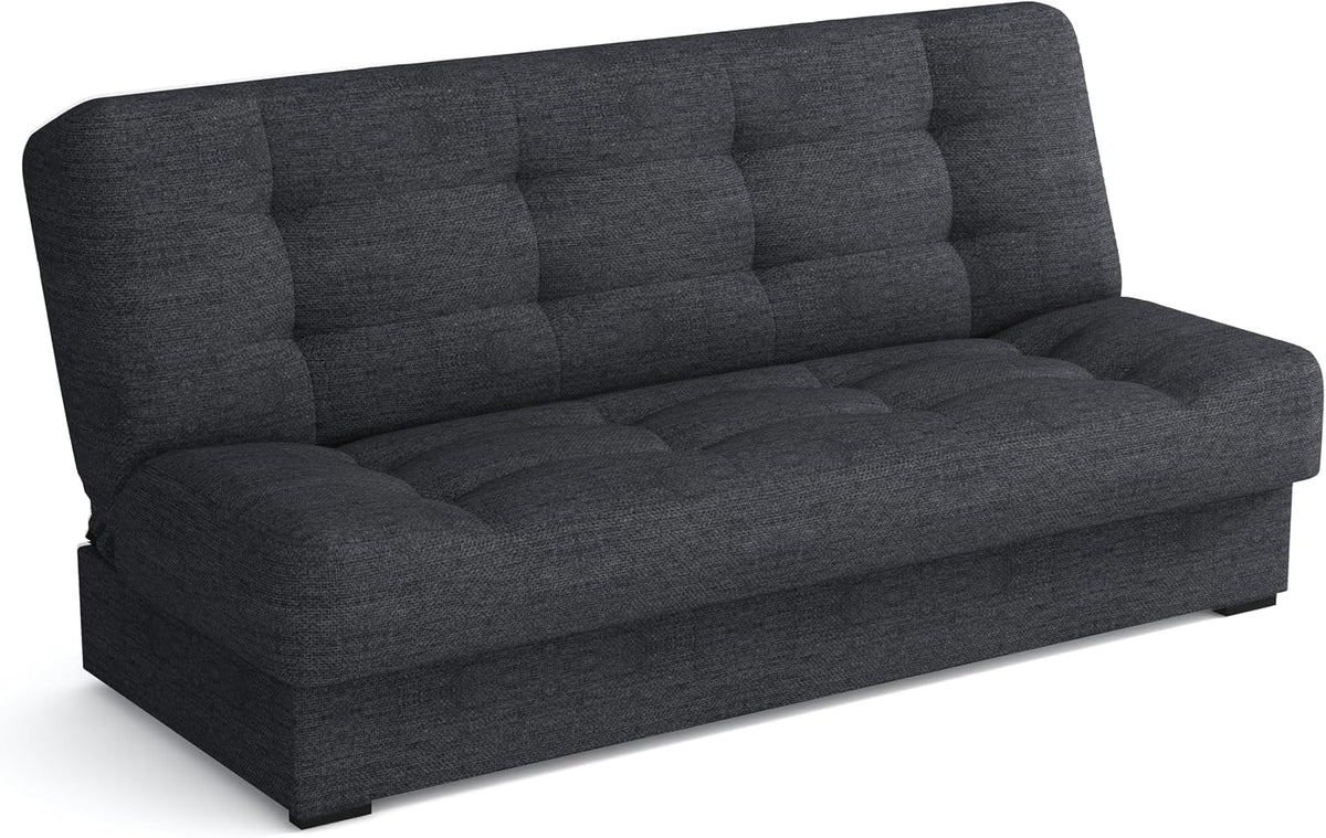 Sofa MEBLE-LUX, 170 cm, Dunkelgrau, Schlaf mit Bettkasten Livia, Schlafcouch Breit, mit Schlaffunktion, Federkern
