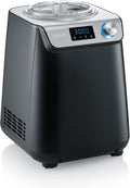 SEVERIN 7407 Eismaschine, ca. 1,2 l, ca. 135 W, 7407, Schwarz, Kompakt & Joghurtbereiter, platzsparende mit Kompressor im Slim-Design