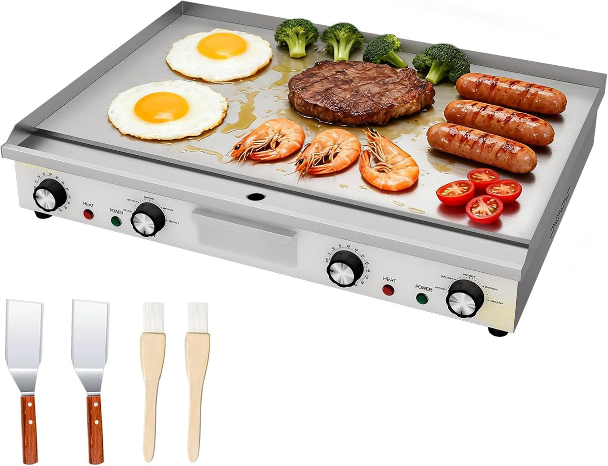 MOOTACO Elektrogrill, 66 cm, Schwarz, Elektrische Grillplatte Gastro mit Zeitschaltuhr