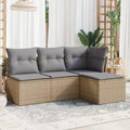 Gartenmöbel-Set Keyroto, Beige, 4-TLG Gartenlounge Outdoor GartenSofa mit Stauraum Rattan