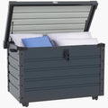 Outsunny Auflagenboxen, 100 x 62 cm, 295 Liter, Dunkelgrau, Gartenbox Metall Wasserdicht Abschließbar Auflagenbox
