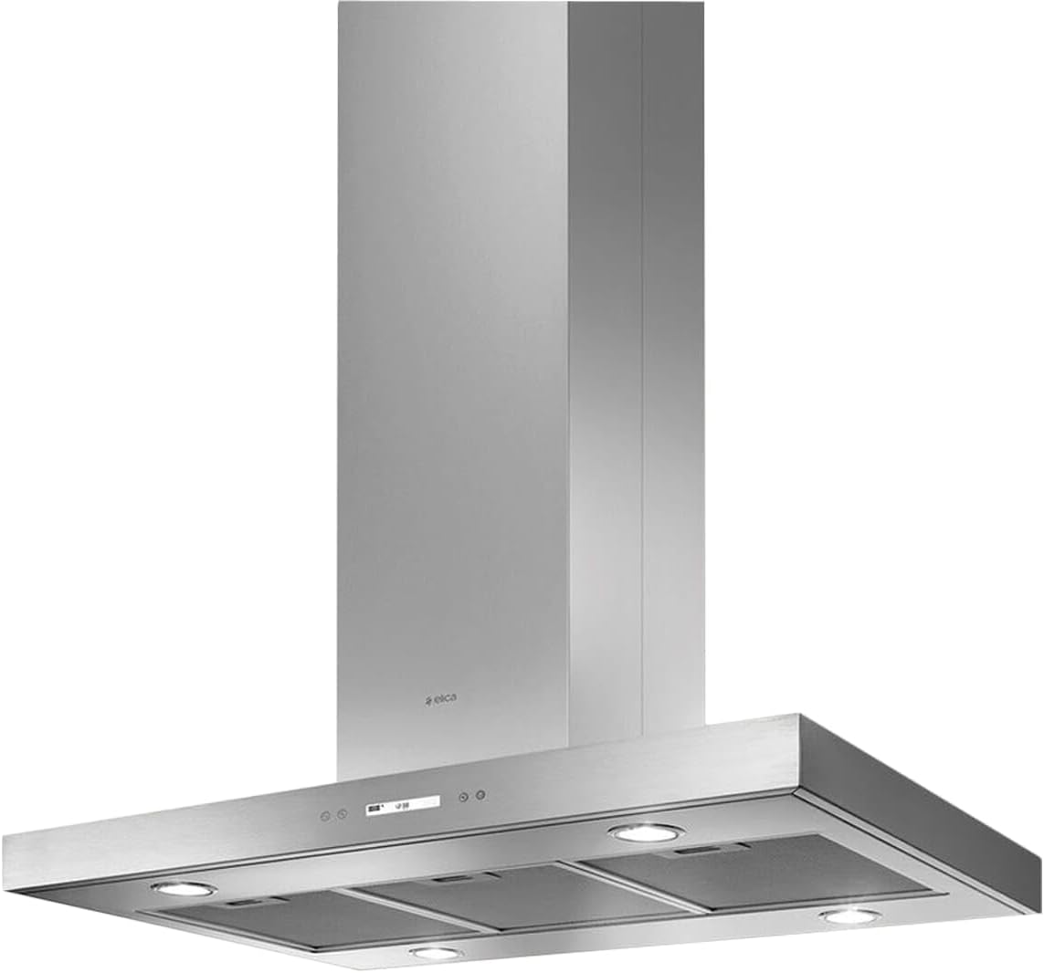 Elica Dunstabzugshaube, 61 dB. Typ: Insel, 90 cm, Silber, Spot Plus Island PRF0097375A Inselhaube Edelstahl