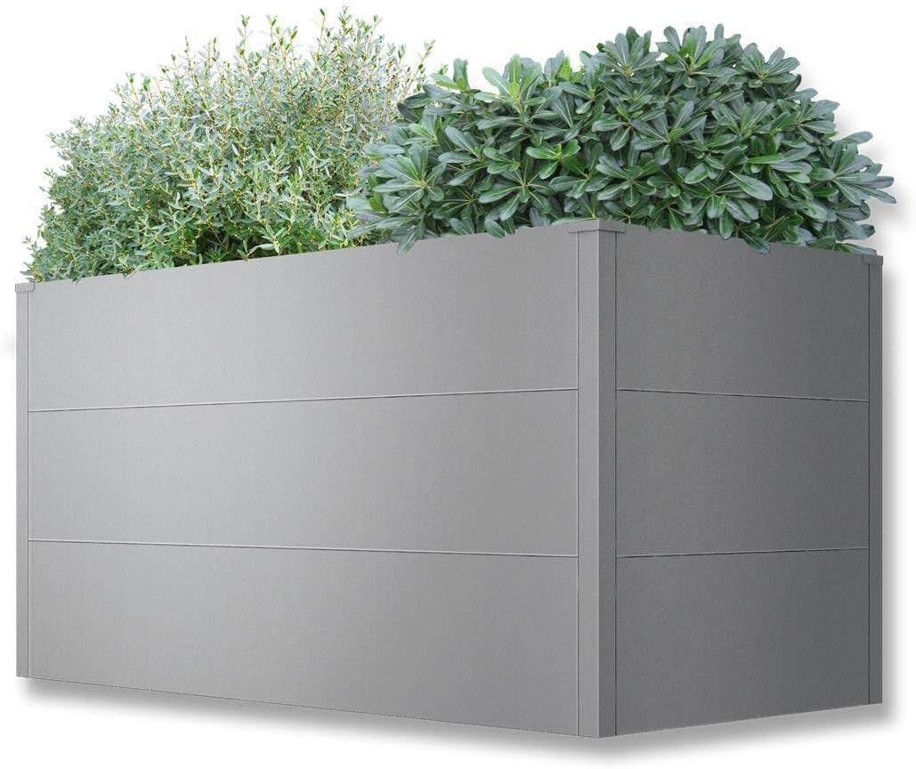 Metzler Hochbeete-Kit, 150 x 75 x 77 cm, Grau, Hochbeet für den Garten, Stahl in, Witterungsbeständiges Metall-Gartenbeet