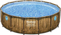 Bestway Stahlrahmenpool, 488 x 122 cm, Holzoptik/Braun/Blau, Power Steel Swim Vista Series Ersatz Frame Pool Ø