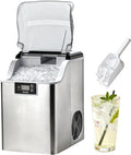 Eiswürfelmaschine, 1,8 kg, 35 kg, Grau, Generisch Tisch-Eiswürfelbereiter, selbstreinigende mit Aufbewahrungskorb