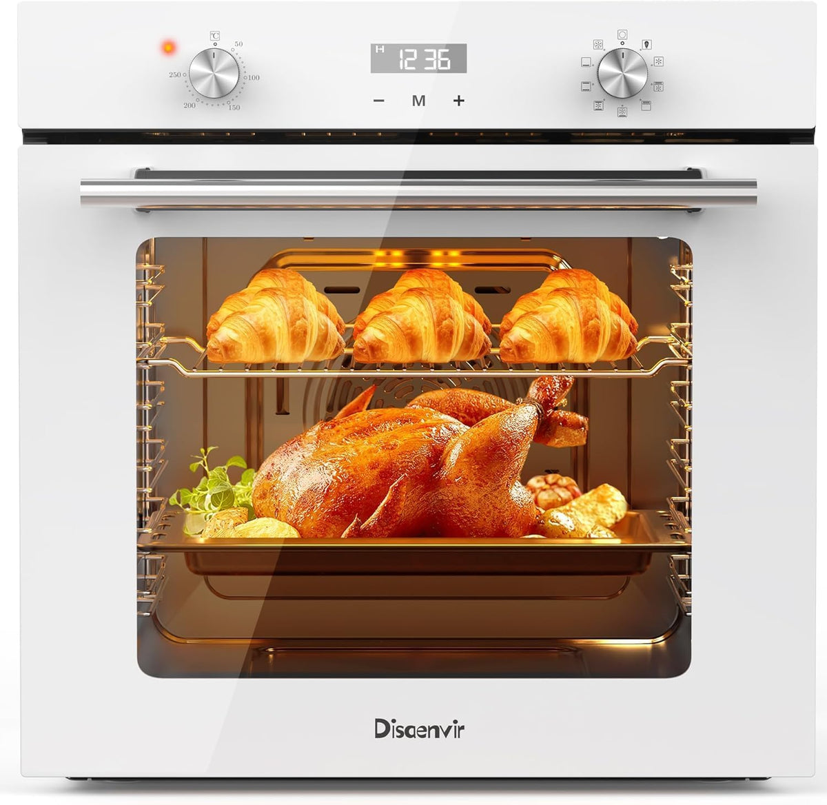 Backofen, 60 L, Schwarz/Silber, mit Stecker, Einbau 9 Funktionen