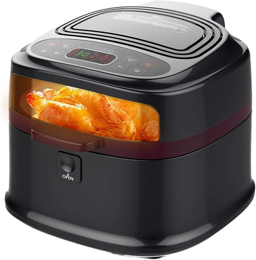 YHQKJ Heissluftfritteuse, 8 Liter, Schwarz, Intelligente Heißluftfritteuse für zu Hause, vollautomatische Pommes-Frites-Maschine