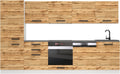 B BELINI GROUP Küchenzeile, 300 cm, Holzoptik, Küchenblock Rose - Küchenmöbel Einbauküche Vollausstattung, mit Arbeitsplatten