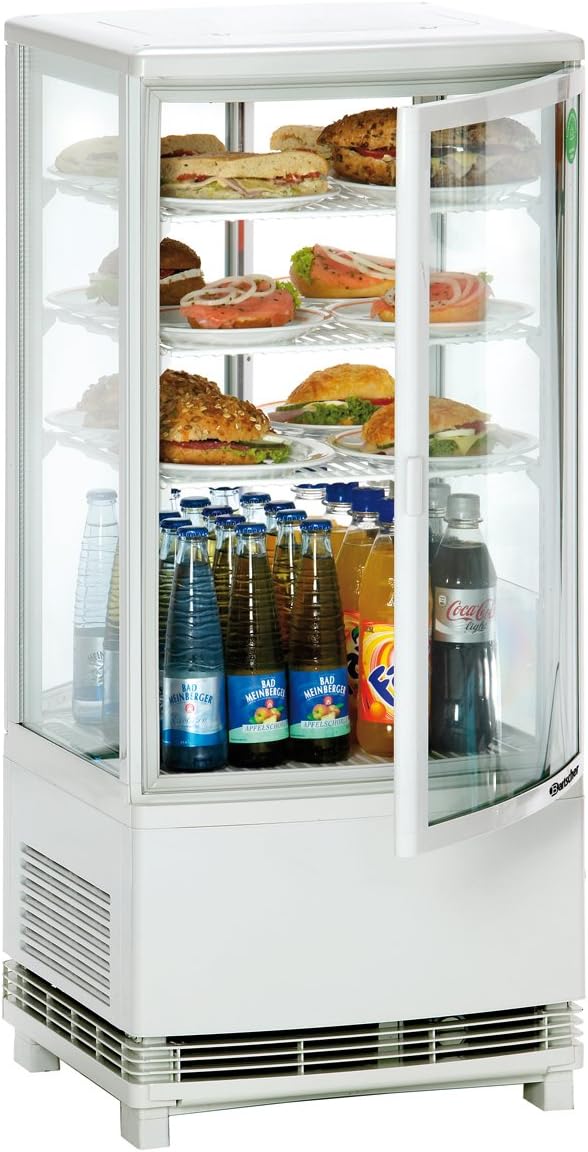 Wohnzimmerschrank, 86 L, Weiß, MINI-KUEHLVITRINE, WEISS