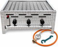 Bluecraft Gasgrill, Silber, Gastrobräter 3-flammig aus Edelstahl mit Rost-Set &