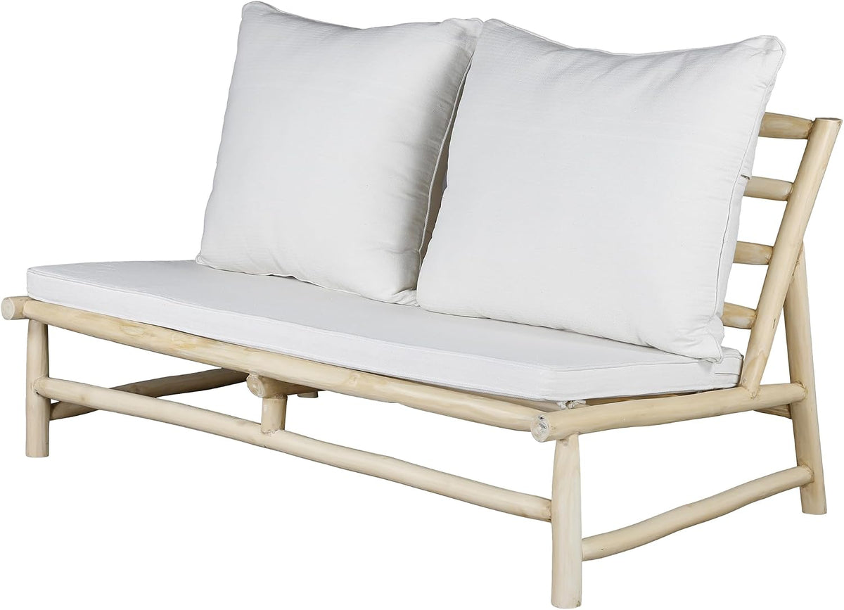 Sofa Casa Moro, 140 × 86 × 72 cm, Creme, 2 Sitzer Outdoor 2er-, Lounge Balkon Wohnzimmer Garten Boho Skandinavisch