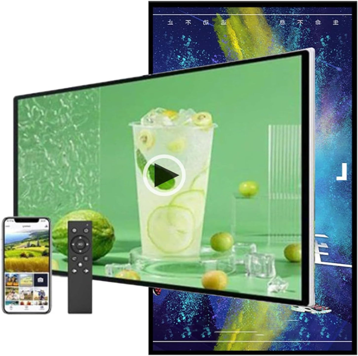Digital-Signage-Display, 18,5 Zoll, 47,7 cm, Schwarz, kommerzielle Werbung Media Player für Restaurants und Cafés