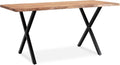 FineBuy Möbel zum Wohlfühlen Esstisch, 120 cm, Braun/Schwarz, Esszimmertisch rechteckig Massivholz Akazie Baumkante