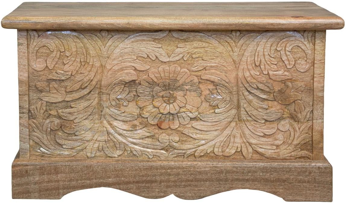 Oriental Galerie Truhen, 80 cm, Braun/Natur, Indische Holztruhe Wäschetruhe Rustikale Truhe Kiste Box