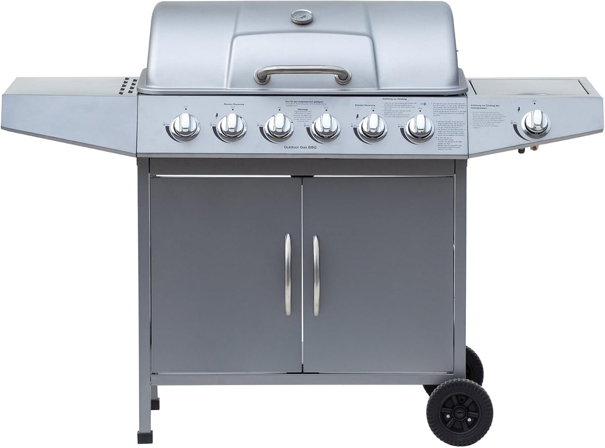 El Fuego Gasgrill, 53 x 127,5 x 97 cm, silber, Dayton 6 Plus 1, AY0460