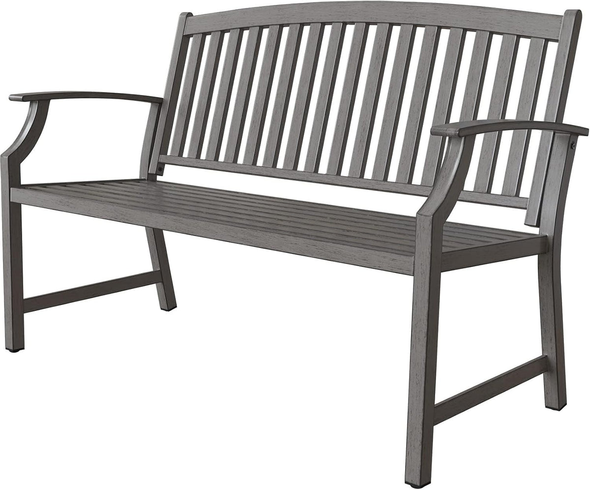 Grand patio Sitzbank, Grau, Gartenbank Metall, Parkbank mit Rückenlehne & Armlehne, Ruhebank Retro-Stil für 2-3 Sitzer