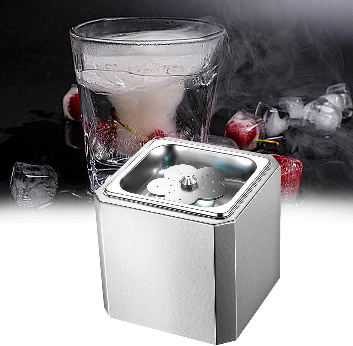 WEIMILOR Eiswürfelmaschine, 4–6 Sekunden pro Glas, 195 x 195 x 190 mm, 26 W, Edelstahl, Silber