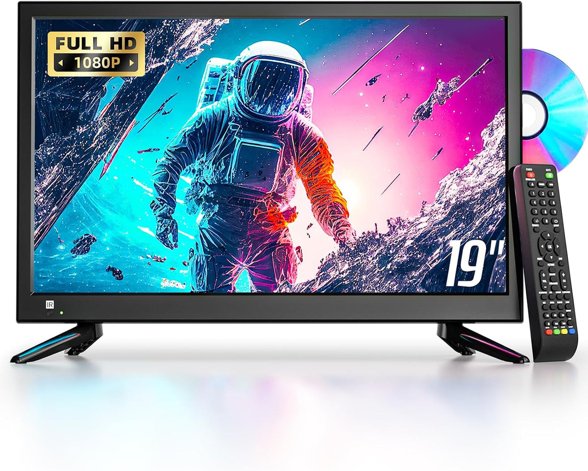 DESOBRY Fernseher, 19 Zoll, Schwarz, Kleine mit DVD Player integriert