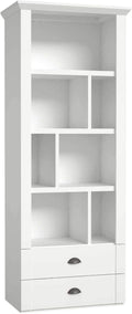 Forte Bücherregal, Spanplatte beschichtet, Weiß, Regal MARIDA mit 2 Schubladen Optik: matt