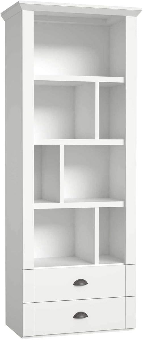 Forte Bücherregal, Spanplatte beschichtet, Weiß, Regal MARIDA mit 2 Schubladen Optik: matt