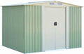 Gerätehaus COSTWAY, 257x205x175,5 cm, 8 m, verzinkte Stahlbleche, Grün, Gartenhaus Metall, mit Schiebetür & Giebeldach