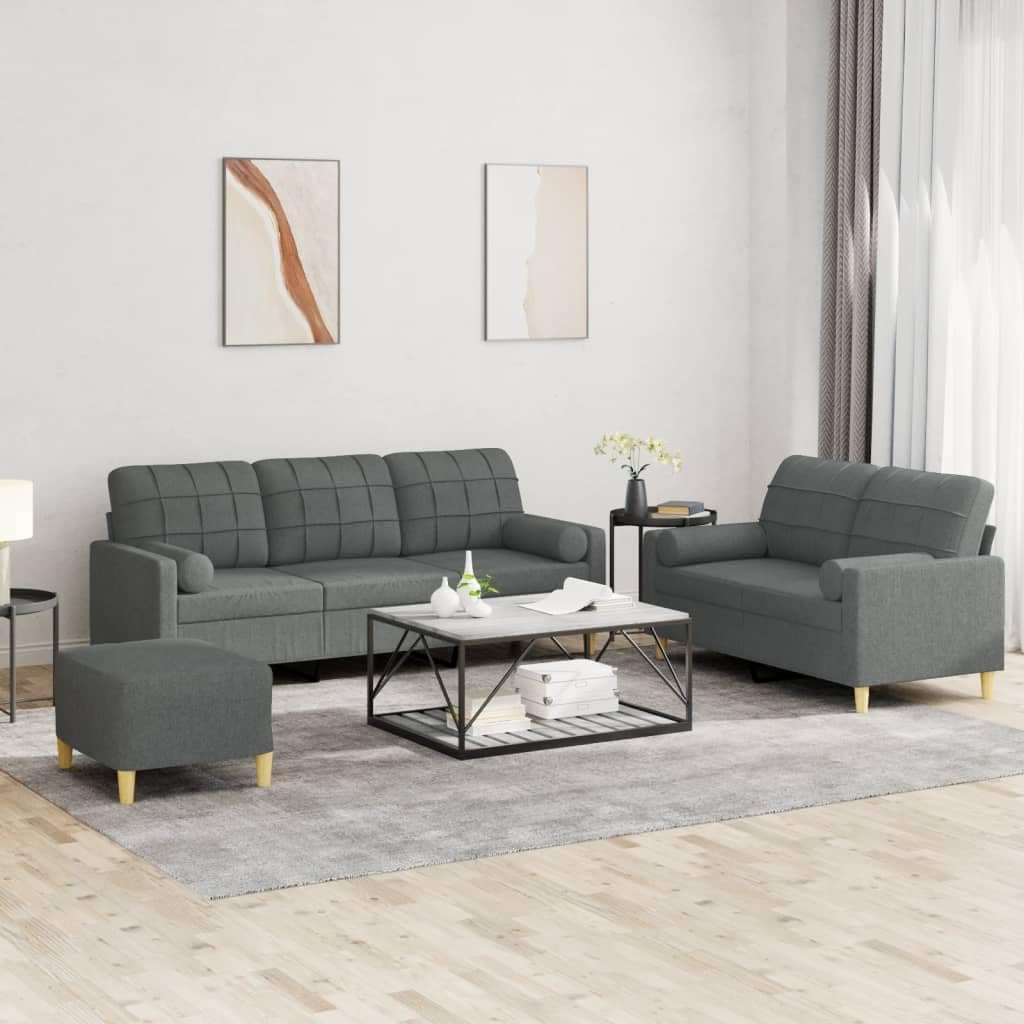 Kaloriko Sofa, Stoff (100 % Polyester), Metall, Textilene, Sperrholz, Dunkelgrau