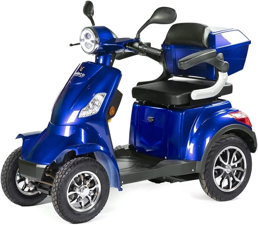 VELECO E-Scooter, 1000 W, BLAU, Seniorenmobil Lithium-Ionen Akku 4-Rad ElektroRoller FASTER