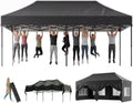 Devoko Pavillon, Schwarz, 3x6 Wasserdicht Stabil Winterfest, Steiler Giebel, Falt mit Seitenwänden, UV Schutz 50+