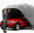 Laohucai Carports, 5m, Grau, Robustes Edelstahl-Carport, tragbare Metallgarage mit faltbarem, ausziehbarem Autodach