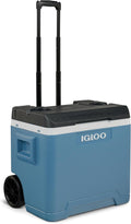 Igloo Kühltaschen & -boxen, 42 L, Eisblau/Schwarz, IP42 Roller Kühlbox, Passiv-Kühlbox mit Rollen und Teleskopgriff
