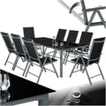 Gartenmöbel-Set tectake, Pulverbeschichtetes Aluminium, Polyester, Polyethylen, gehärtetes Sicherheitsglas, anthrazit