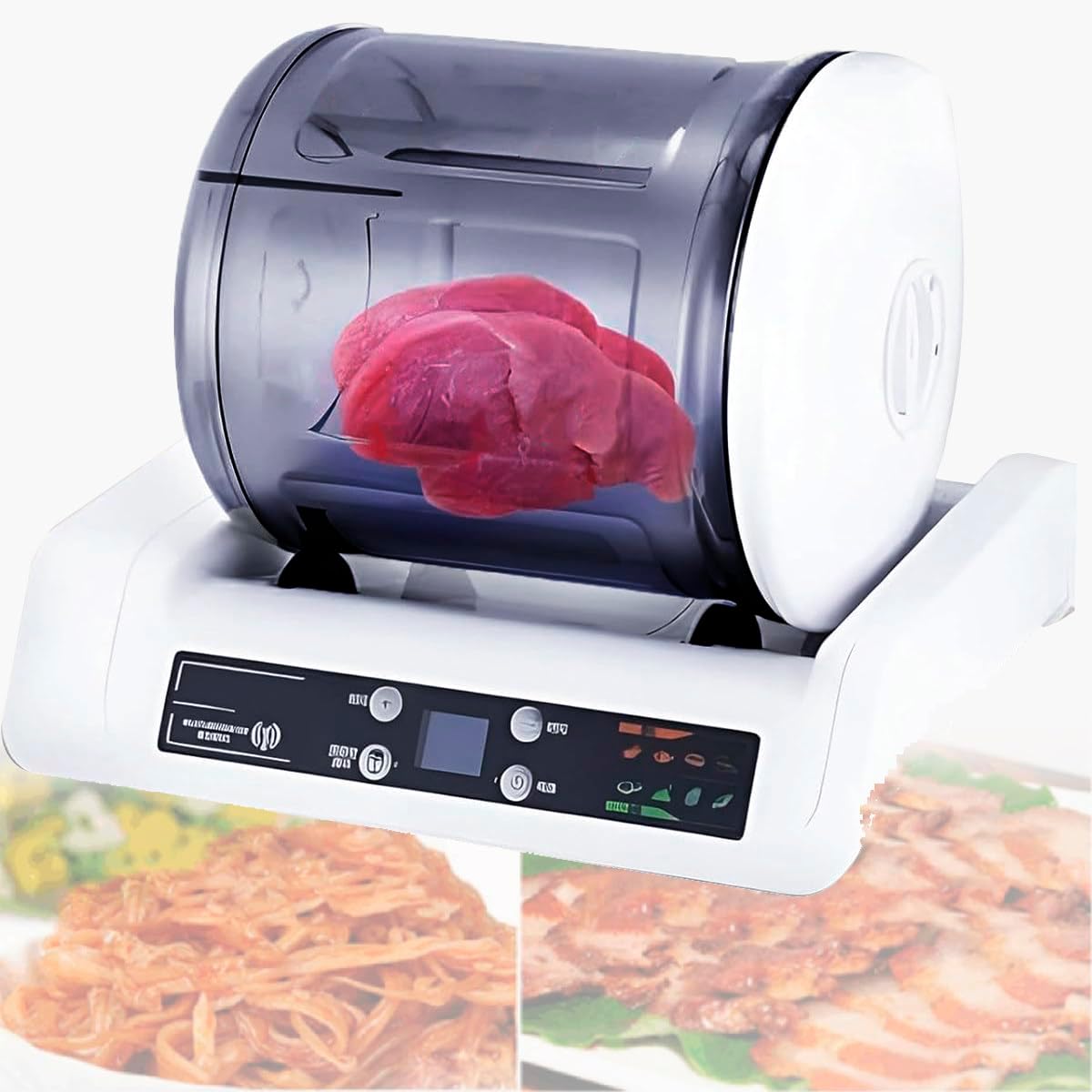 XUXIAO Monitor, 5 l, transparentes und umweltfreundliches AS, Grau, Automatischer Gemüsemarinator, elektrische Vakuum-Lebensmitteltrommelmaschine