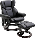 HOMCOM Relaxsessel, Schwarz, mit Hocker, 360° Drehbarer Fernsehsessel