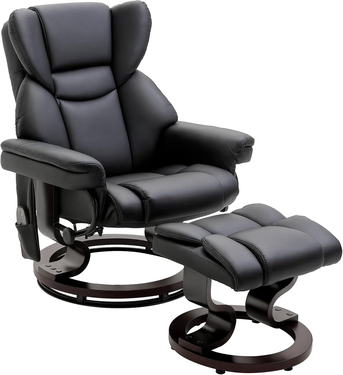 HOMCOM Relaxsessel, Schwarz, mit Hocker, 360° Drehbarer Fernsehsessel