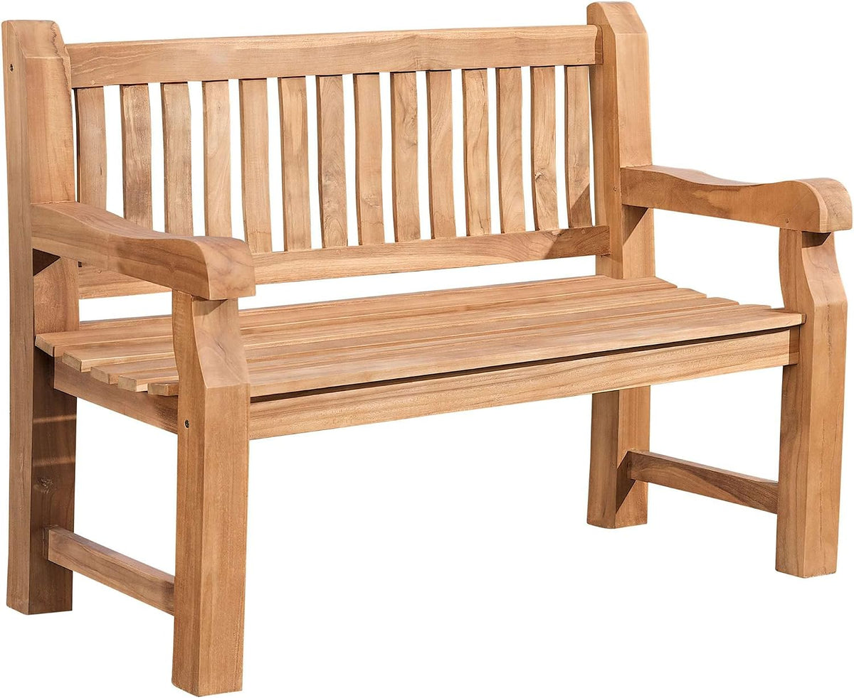 CLP Sitzbank, 120 cm, Teak, bank Jackson V2 I Wetterfeste Holzbank mit Rückenlehne I, Farbe:, Größe