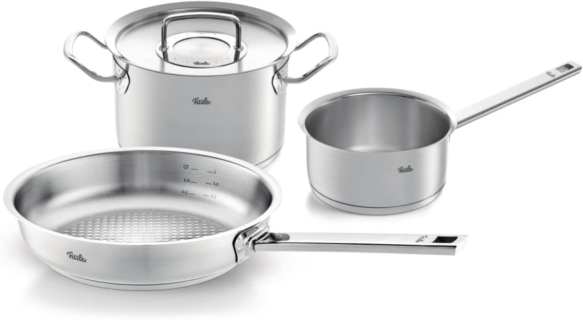 Fissler Original-Profi Collection/Edelstahl-Kochtopfset, 6-teilig, Töpfe mit Glas-Deckel (3 Kochtöpfe,1 Bratentopf 1 Sauteuse-deckellos, 1