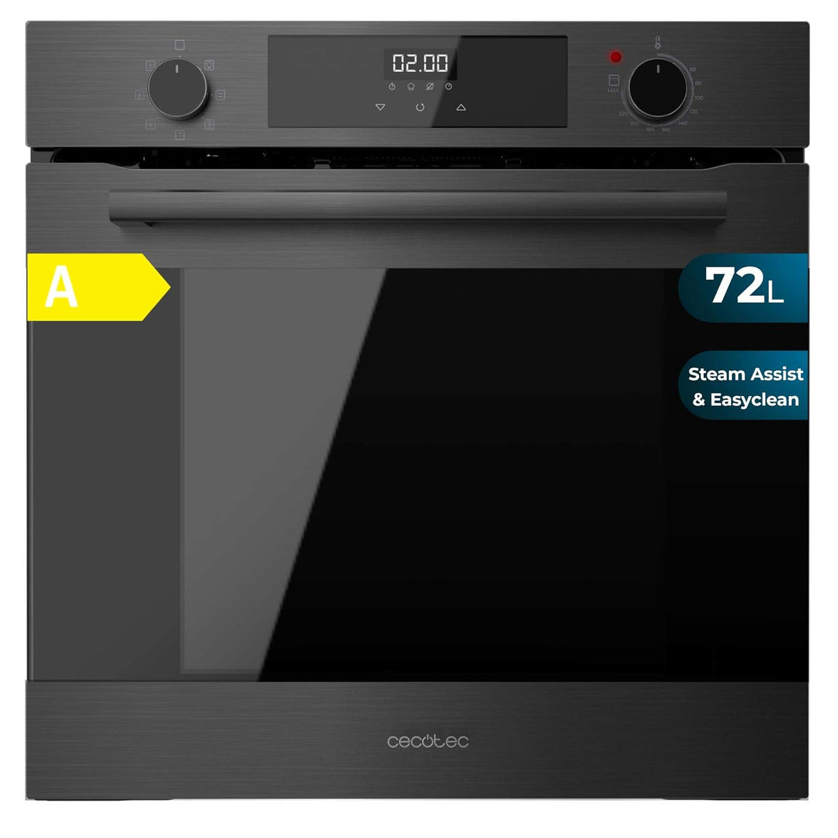 Einbaubackofen Dunstabzugshaube, 2800 W, 60 cm, 72 l, Schwarz, Cecotec Bolero Hexa M226000 Multifunktionsofen, integrierbar