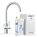 LiViNG WATER Filterkannen, Silber, Sprudel-Wasserhahn mit Kohlensäure, Untertisch-Trinkwassersystem mit 5-Wege-Edelstahl-Armatur