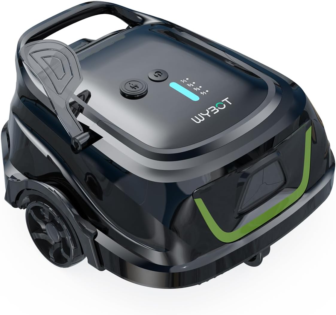 WYBOT Poolroboter, Schwarz, A1p Akku mit Doppelfilter, 120 Min Laufzeit, Starker Kabelloser für Aufstellpool & Flache Pools