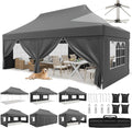 JUMMICO Pavillon, Grau, Falt 3x6 mit Hoher Spitze, um 60% Verbesserte Regenschutzleistung. UV 50+, 3x6 Wasserdicht Stabil Winterfest
