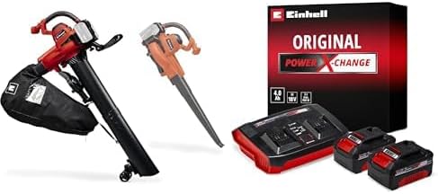 Einhell Laubsauger, 4,0 Ah, 225 m, 18 V, 45 L, Schwarz/Rot/Orange, Akku- GE-CL 36/230 Li E Power X-Change (Li-Ion