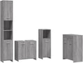 vidaXL Hoch- & Midischränke, Holzwerkstoff, Grau, Badmöbel Set 4 TLG., Badezimmermöbel mit Hochschrank Waschbeckenunterschrank