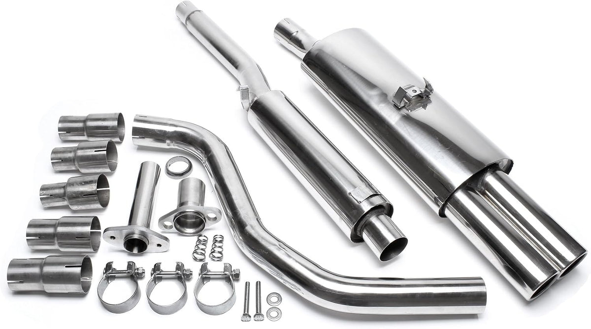 TA Technix Endschalldämpfer, Silber, Edelstahlanlage 2x76 mm VW Polo III