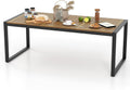KOMFOTTEU Esstisch, 200 x 90 x 75 cm, Braun/Schwarz, Gartentisch mit Schirmloch, aus Akazienholz, Holztisch für 8 Personen