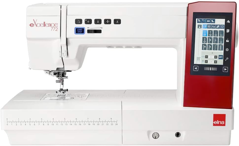 Elna Elektronisch gesteuerte Nähmaschinen, 9 mm, Schwarz, eXcellence 772 Computer Nähmaschine mit Dual Feed Plus