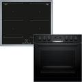 Bosch Kochfeld, 60 x 60 cm, Schwarz, HND617LS62 Einbauherd-Set, Bestehend aus HEG517BB4 Herd, 3D Heißluft, Hydrolyse